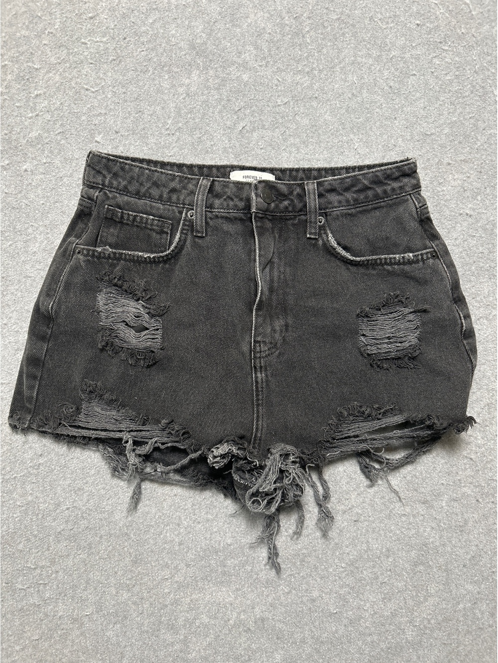 Forever 21 Black Distressed Denim Shorts Size 29